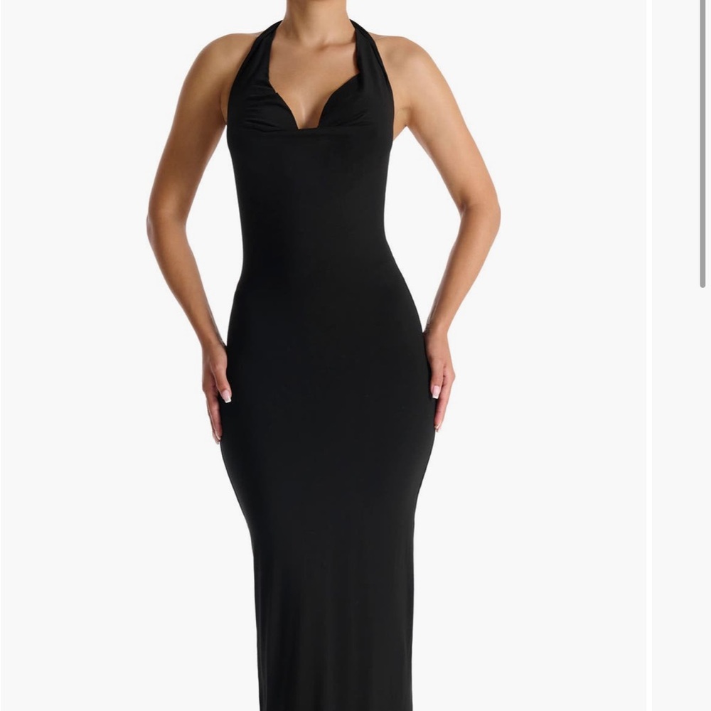 Naked Wardrobe Make 'Em Halter Maxi Dress